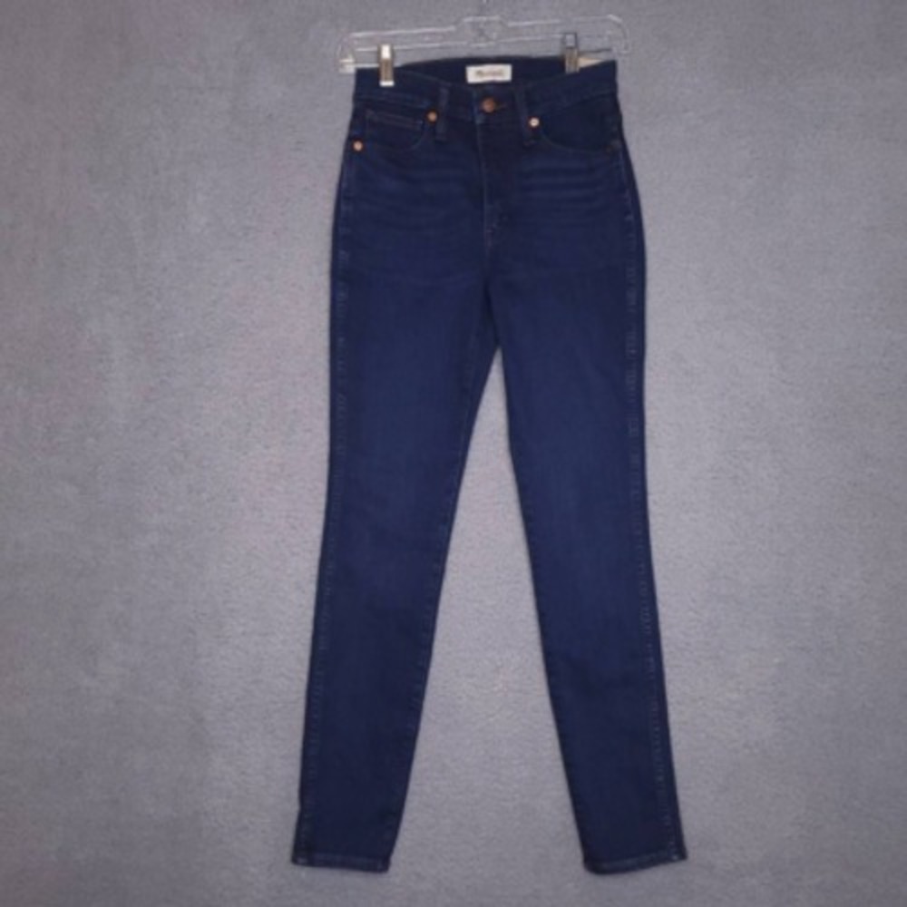 Madewell Jeans Womens 10" High Rise Skinny Slim Blue Whiskered Dark Wash 25 New